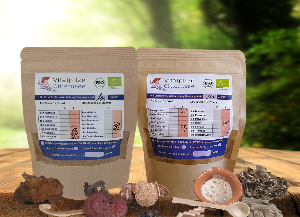 Bio Vitalpilz Extrakt  Mischungen 100g bis 1000g