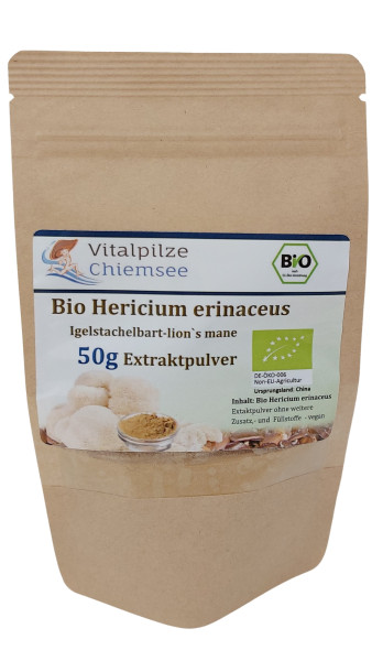 Bio Hericium Extraktpulver 50g im Doypack